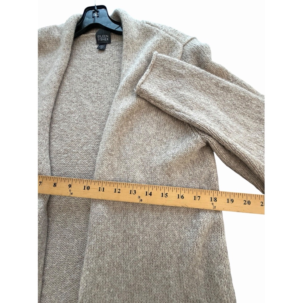 Eileen Fisher Alpaca Wool Cardigan Medium Italian Yarn Beige Minimalist #RR-3 - Picture 5 of 8